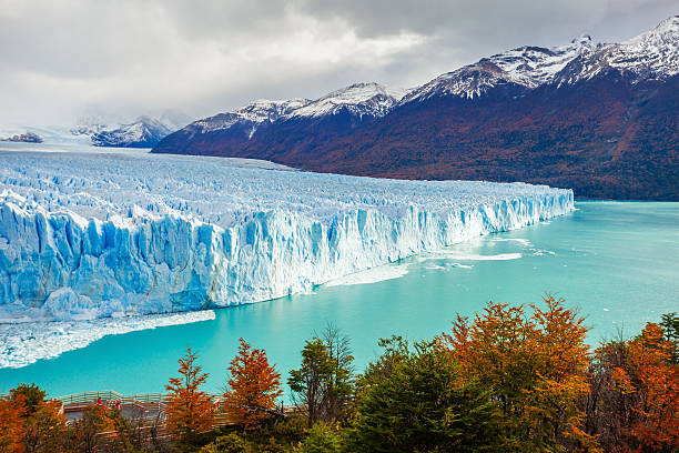 Massive glacier and iceberg-filled lake in Patagonia